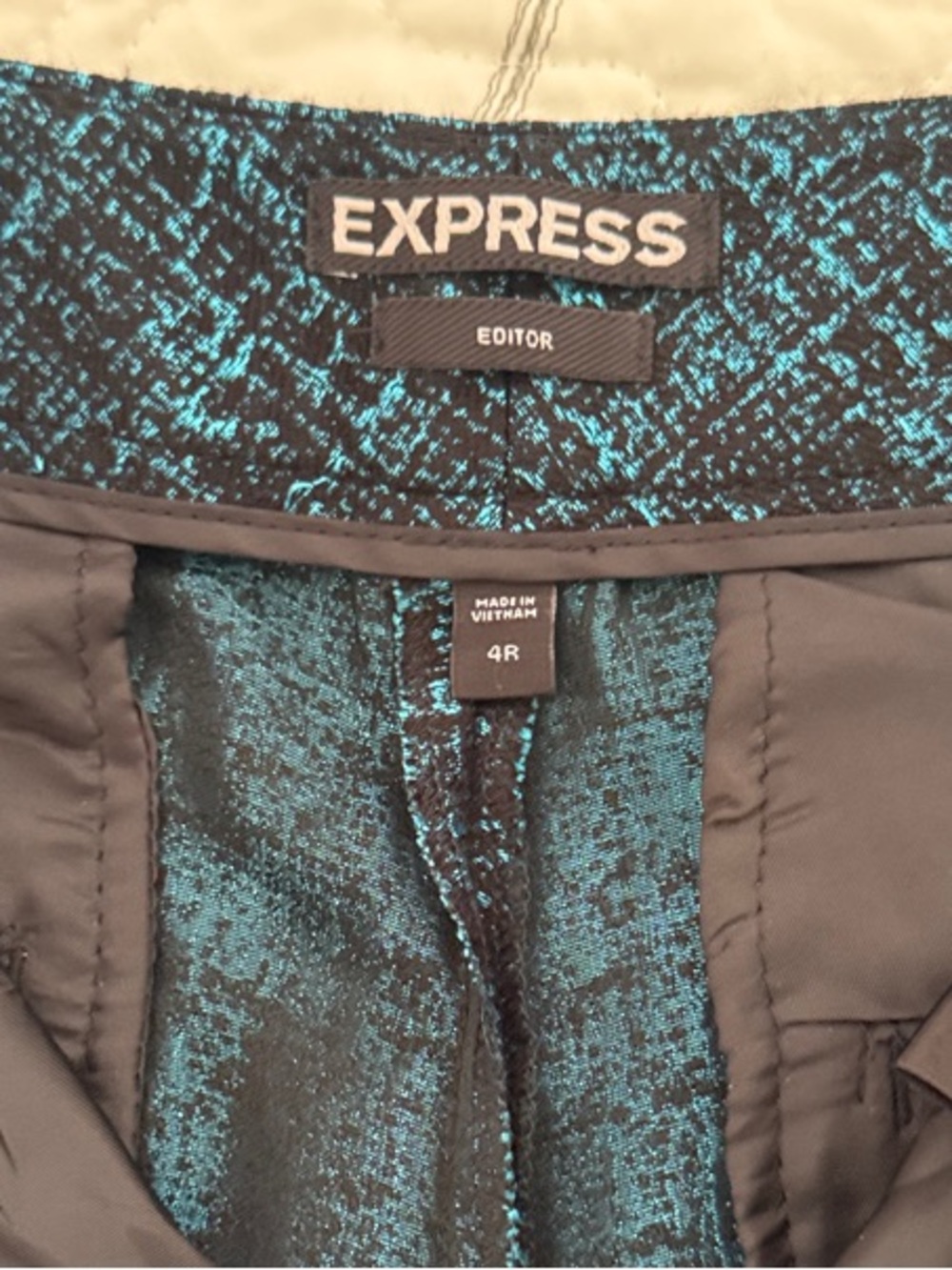 Express Editor Ankle Pants in Teal and Black